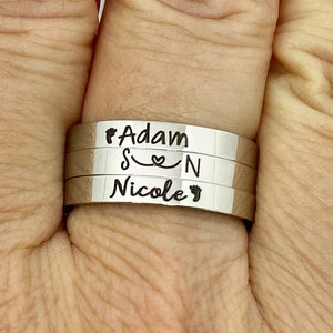 Engraved Stacking Name Ring, Personalized Stackable Ring for Mom, Custom Engraved Stainless Steel Stacking Ring, Listing is for ONE Ring