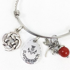 Sassenach Bangle Bracelet, Sassenach Jewelry, Sassench Bracelet, Scottish Thistle, Celtic Knot, Dragonfly Celtic Jewelry