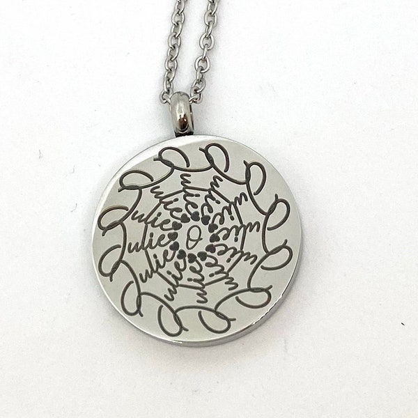 Name Mandala Necklace, Custom Engraved Stainless Steel Mandala Jewelry