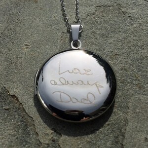 Handwriting Locket Necklace, Stainless Steel Locket for Pictures ...