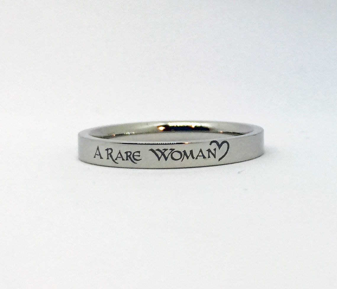 Engraved Stacking Ring Custom Silver Stainless Steel Etsy