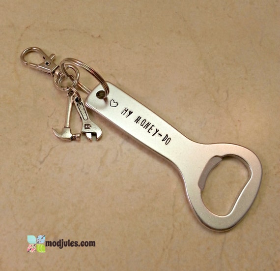 Items similar to Dad Bottle Opener Keychain, Personalized Custom Hand