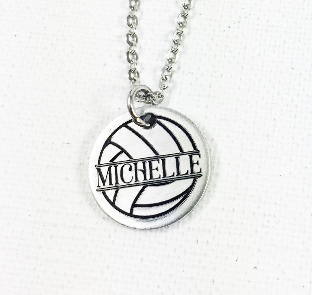 Personalized Volleyball Necklace, Volleyball Name Charm, Gift for