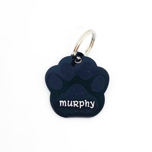Engraved Pet Tag, Double-Sided Dog Tag or Cat Tag with Name, Phone Number, Aluminum Paw Print ID Tag