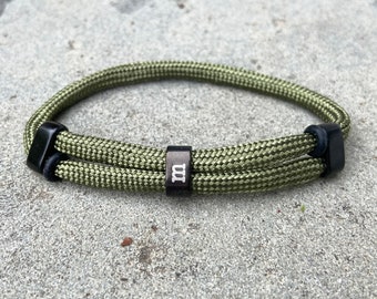 Personalized Paracord Bracelet, Adjustable Mens Cord Bracelet with Engraved Custom Slider Beads, Many Colors Available, Fathers Day Gift