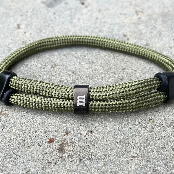 Personalized Paracord Bracelet, Adjustable Mens Cord Bracelet with Engraved Custom Slider Beads, Many Colors Available, Fathers Day Gift