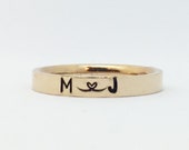 Rose Gold Stacking Ring, Personalized Name Ring, Custom Hand Stamped Stainless Steel Ring, Initials Ring, Monogram Ring, Mom Ring,