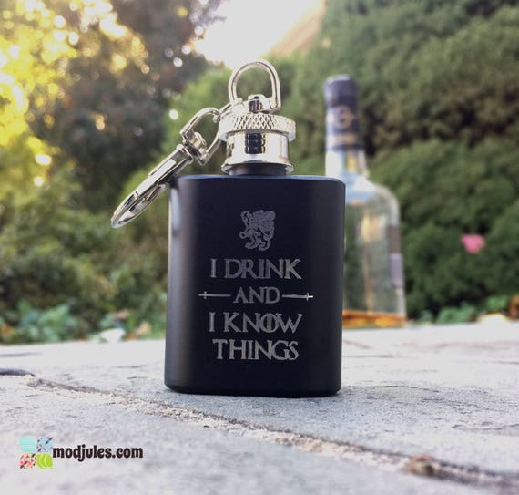 EngravedI Drink and I Know Things Flask 