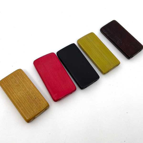 Bamboo Domino Tile Beads--Choose your Colors, Lot of 5, Great for Crafts, Jewelry, Decoupage, Stamping