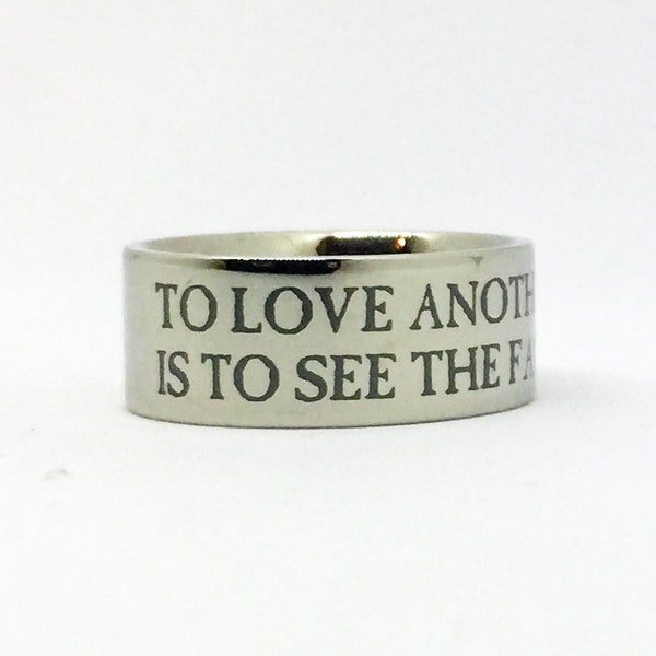 Les Miserables Ring, To Love Another Person Is To See The Face of God Engraved Ring