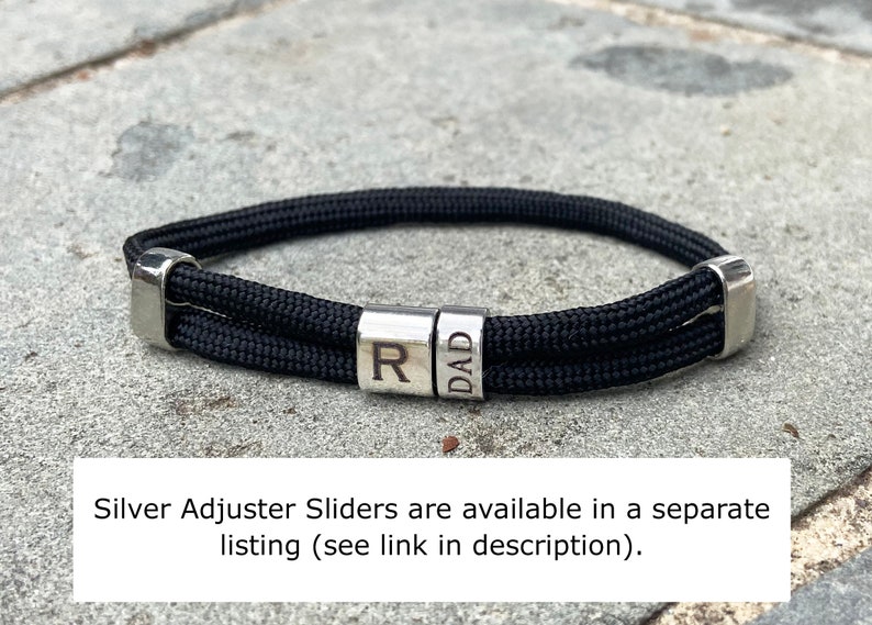 Personalized Paracord Bracelet, Adjustable Mens Cord Bracelet with Engraved Custom Slider Beads, Many Colors Available, Fathers Day Gift image 10