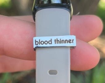 Personalized Fitness Band Charm, Stackable Stainless Steel Engraved Fitness Watch Band Charms, Personal Affirmation, Medical Alert Charm