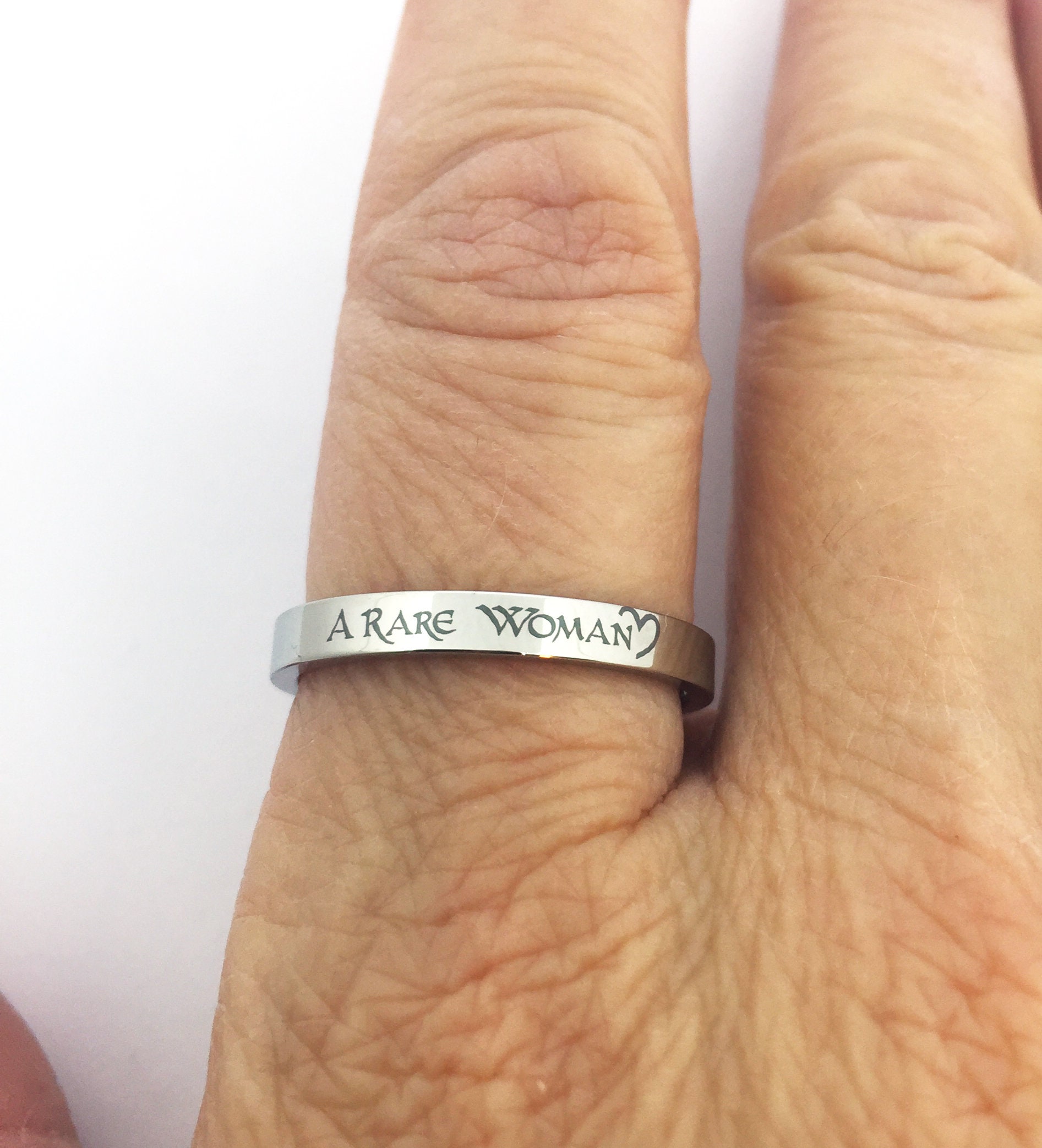 Engraved Stacking Ring Custom Silver Stainless Steel Etsy