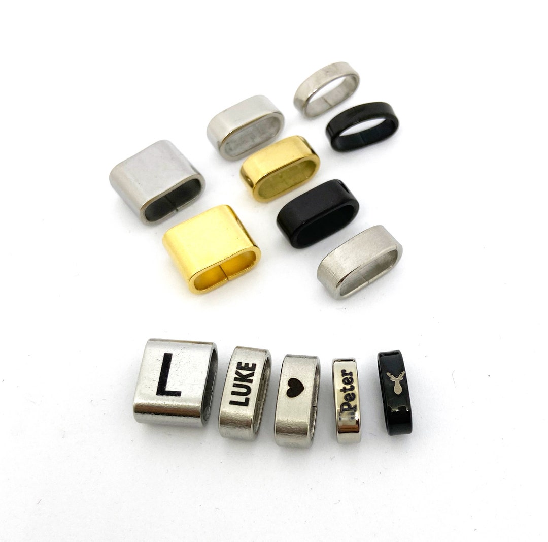 Engraved Stainless Steel Slider Beads With Name, Date, or Design, Add