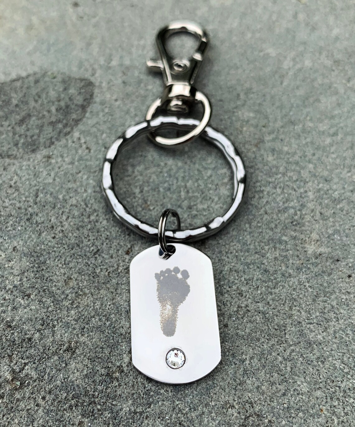 Baby Footprint Keychain Baby Memorial Keychain Stainless Etsy