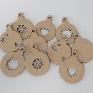 10 Wood Christmas Ornaments Unfinished DIY Holiday Decorating Craft Kit and Gift Idea