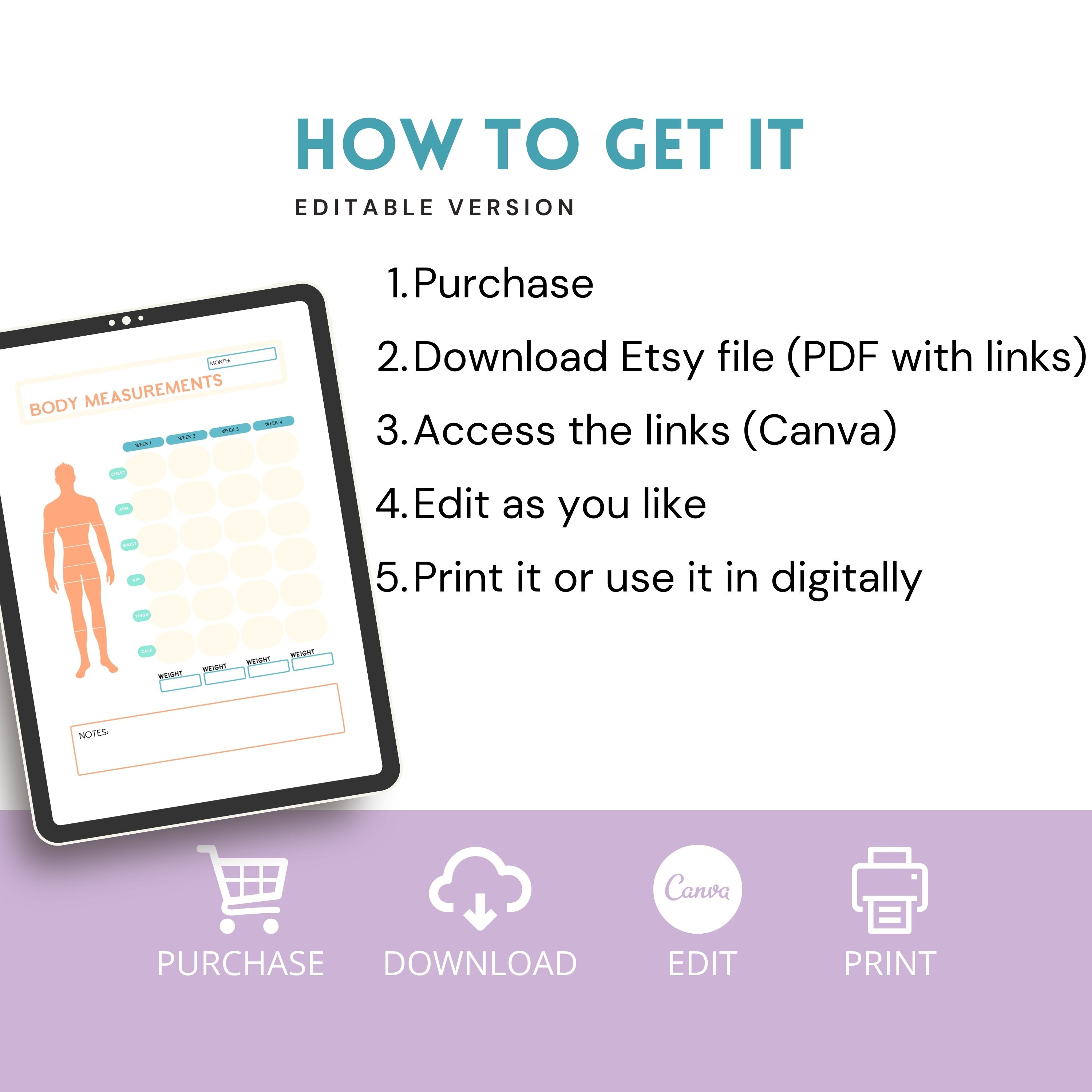 Body Measurements Digital Template Editable and Printable Female Body Measurements Digital Template Editable and Printable Female