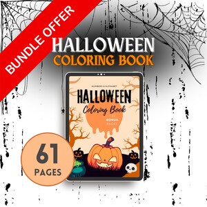 PAQUETE Libro para colorear de Halloween para niños / ABC y números / Imprimible / Tamaño carta de EE. UU. A4 A5 / Actividades preescolares / Fiesta en el aula
