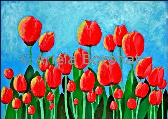 Tiptoe Through The Tulips Folk Art Giclee From My Original Etsy