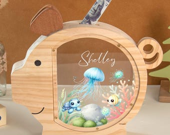 Cute Wood Piggy Bank,Money Box Coin Bank,Montessori Savings Jar,Easter Gifts for Children,Birthday Gift for Kids,gifts for baby girl  boy
