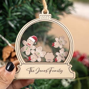 Personalized Gingerbread with Hat Family Christmas Ornament, Custom Family Ornament 2025, 4D Customized Cookie Ornament Gift for Christmas