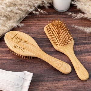 Personalised Wedding Wooden Comb,Engraved Name Airbag Brush,Bamboo Paddle Hairbrush,Bridesmaid Party Gift for Her,Birthday Gifts for Mom