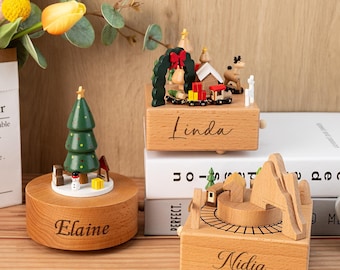 Personalised Wooden Music Box with Name, Kids Birthday Gift, Baby Toy Keepsake Gift, Baby Shower Gift Newborn, Christmas Gift, Nursery Decor