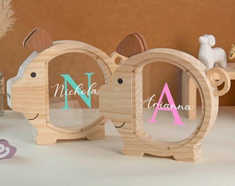 Custom Kid Pig Piggy with Name, Personalised Money Bank, Christmas Gift, Birthday Gift for Kid, Cash Box Gifts for Toddler, Baby Shower Gift