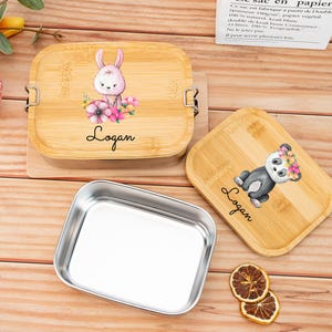 Lonchera de acero inoxidable personalizada, lonchera de animales personalizada con nombre, regalo de cumpleaños para niños, regalo de vuelta al cole, regalos de mamá, lonchera.