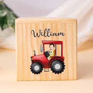Personalised Baby Piggy Bank,Piggy Bank with Name,Baby Face Piggy Bank,Funny Piggy Bank for Kids,Wooden Baby Face on Coin Bank,Toddler Gift