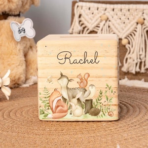 Alcancía de animales personalizada, alcancía de madera con nombre personalizado para bebé, alcancía de madera para niños, regalos de cumpleaños para niños, regalos de Navidad, regalo de bautismo