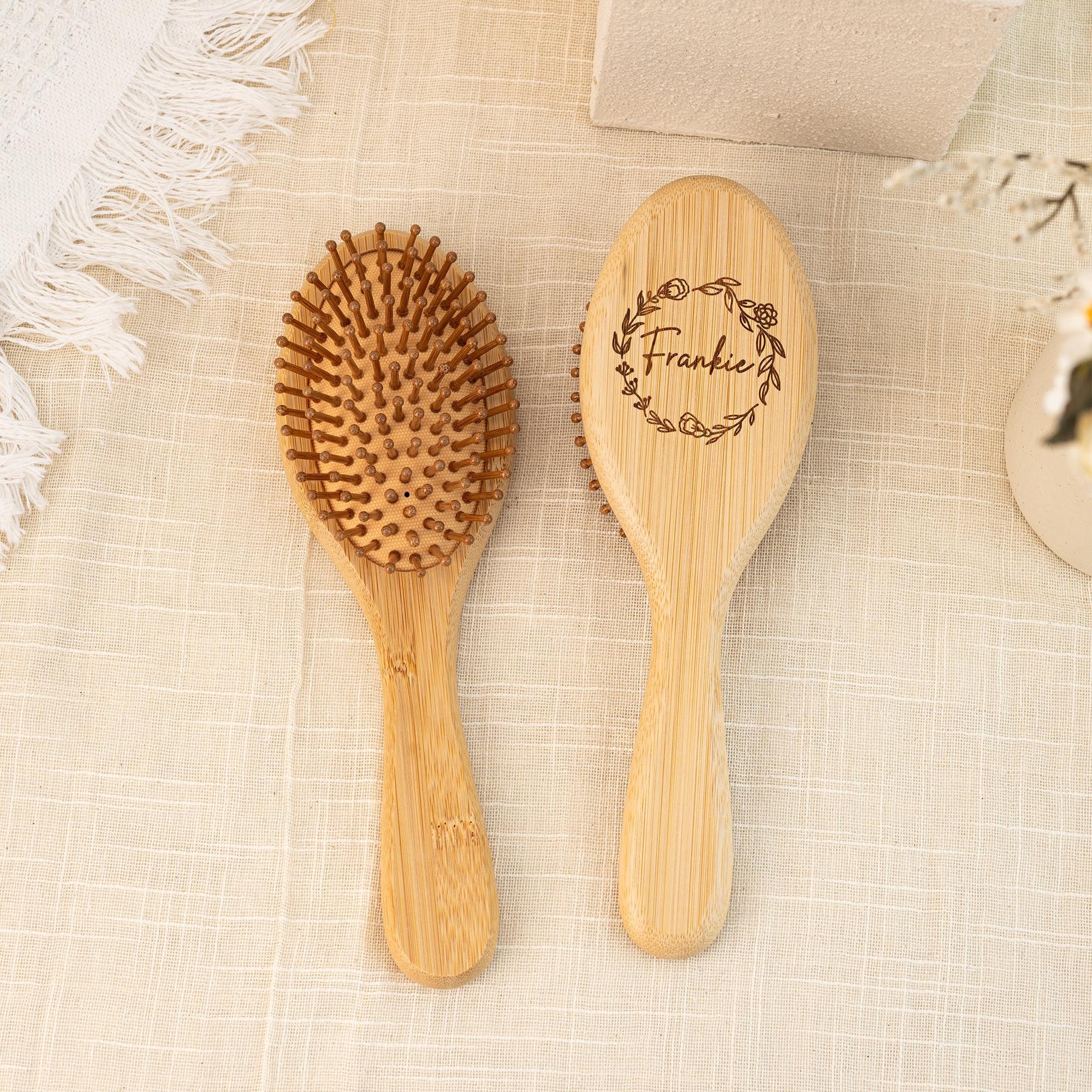 Personalized Name Wooden Hairbrush,Bridesmaid Gift,Bamboo Paddle Hairbrush,Engraved Name Airbag Brush,Wedding Comb,Xmas Gift for Her,Sister
