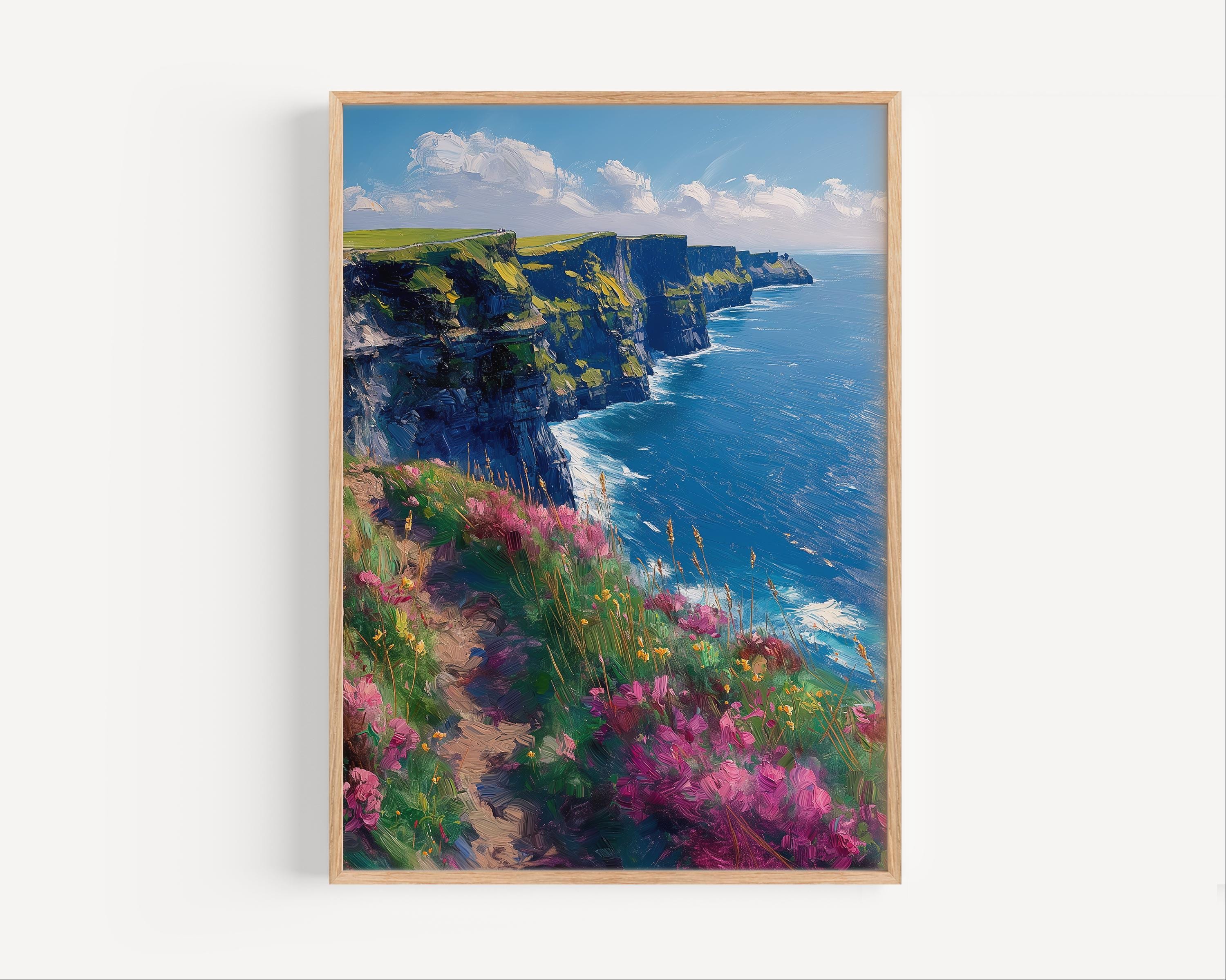 モハーの断崖 アイルランド 油絵、アイルランド共和国 ポスター