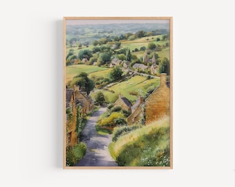 コッツウォルズ水車小屋の水彩画：素朴なイギリスの田園風景 - Etsy 日本