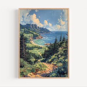 Acadia Nationalpark Maine Ölgemälde, Atlantik Küstenlandschaft Reiseplakat oder Leinwand Küstenklippen Naturwandkunst Geschenk