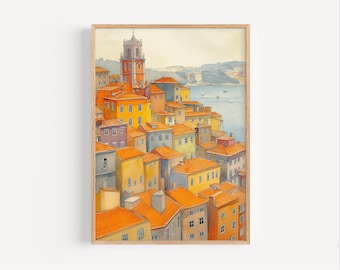 Alfama Watercolor Painting, Alfama Portugal Poster or Canvas Print, Portuguese Travel Art, Alfama Wall Art Gift, Alfama Lisbon Wall Art Gift