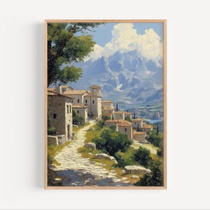 Sparta Greece Oil Painting, Sparta Travel Poster or Canvas Print, Sparti Greece Print, Greek Oil Paint Style Wall Art Gift, Greek City Art