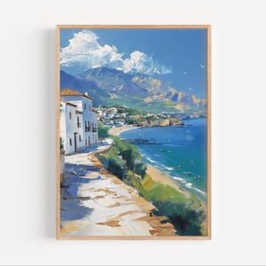Costa Del Sol Oil Painting, Costa Del Sol Poster or Canvas Print, Costa Del Sol Spain Travel Wall Art Gift, Oil Paint Style Spain Villas Art