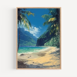 Corcovado National Park Costa Rica Oil Painting, Central America Park Wall Art Poster or Canvas Print Oil Paint Style Lush Beach Travel Gift