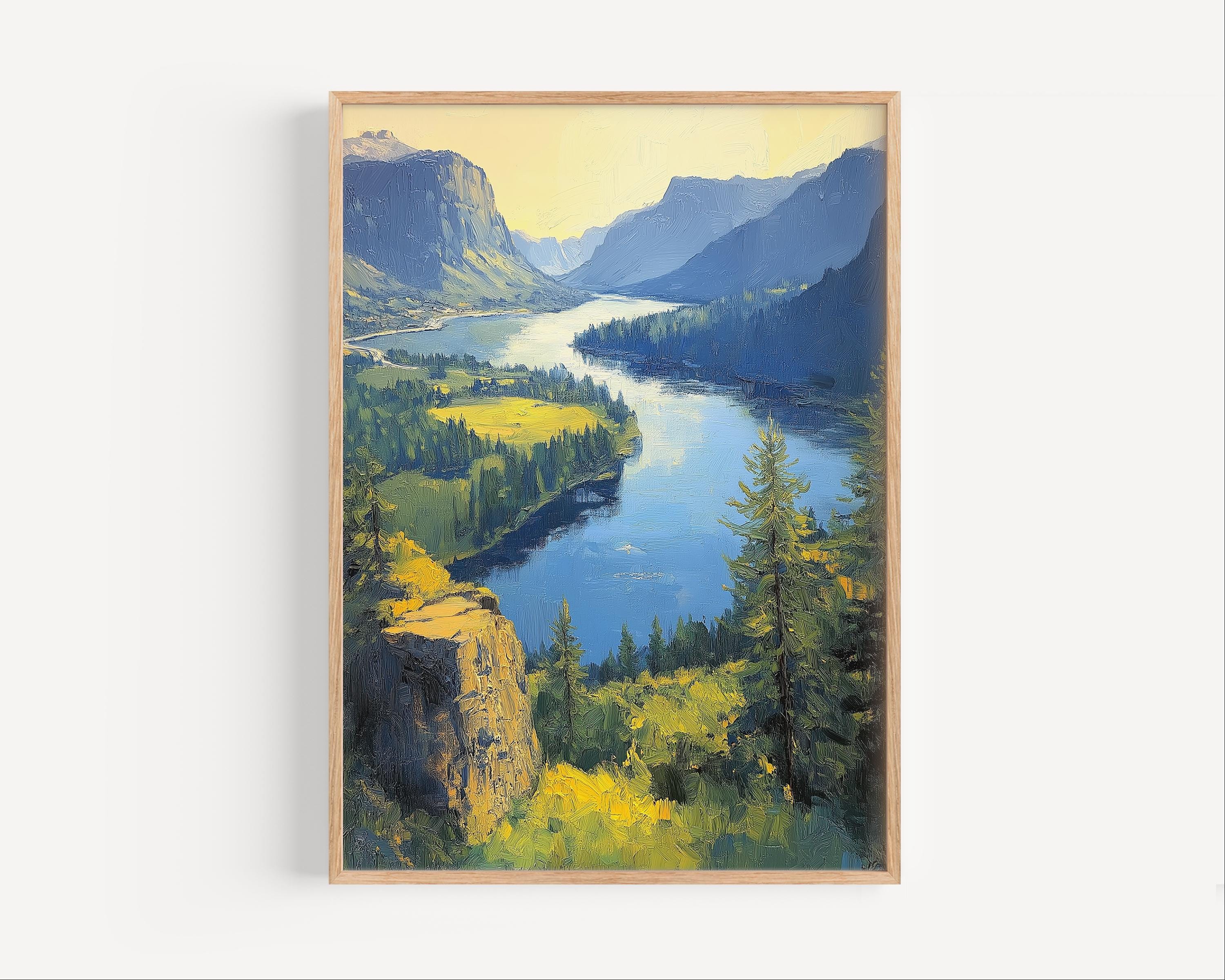 Columbia River Gorge Oil Painting, Columbia River Gorge Poster or