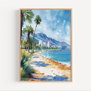 Costa Del Sol Spain Watercolor Painting, Costa Del Sol Poster or Canvas Print, Costa Del Sol Travel Wall Art Gift, Spain Beach Print Decor