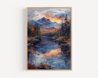 Adirondacks Mountains New York aquarel schilderij, bergen poster print of canvas Upstate New York reizen artwork, American Wall Art cadeau