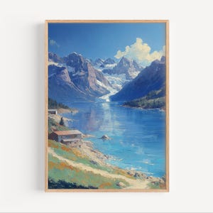 Kenai Fjords National Park Oil Painting, Kenai Fjords Poster Print or Canvas, Fjord Wall Art Gift Alaska National Park Oil Paint Style Print