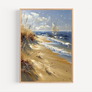 Pintura al óleo de Cape Code, Massachusetts, sureste de Estados Unidos, costa atlántica sureste, Nueva Inglaterra, arte mural, póster/lienzo, playa marítima