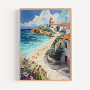 Aruba Watercolor Painting, Caribbean Island Country Travel Poster Print or Canvas Wall Art Gift, Seaside Souvenir, Netherlands Territories