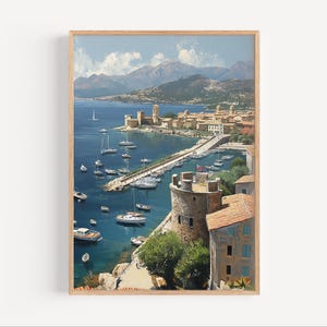 Calvi Oil Painting, Corsica France Seaside Travel Poster Print or Canvas, Corse Island Mediterranean Wall Art, Haute-Corse Oil Paint Style