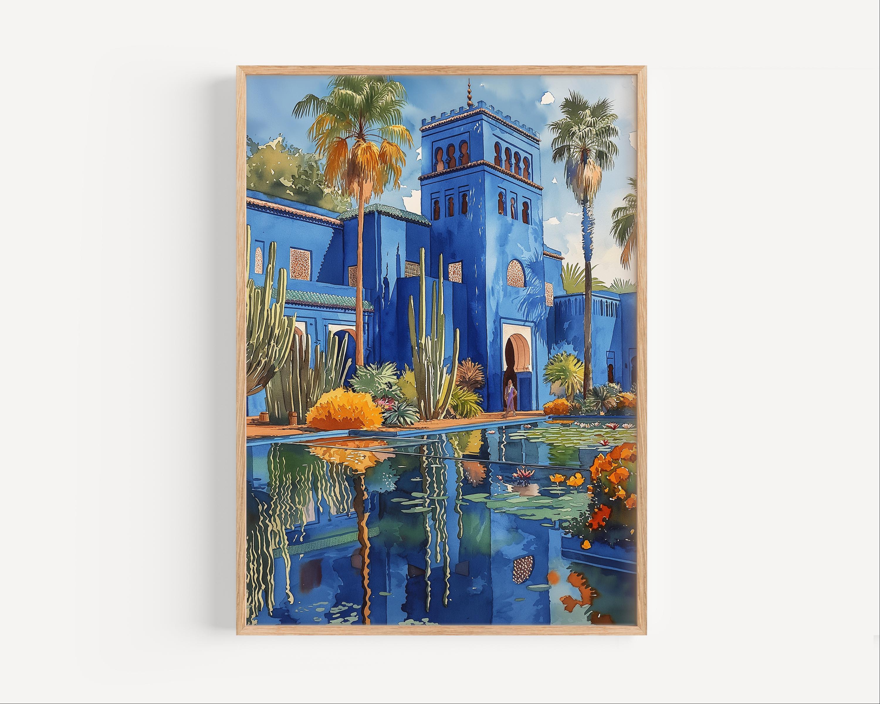 Jardin Majorelle Marrakech Morocco Watercolor Painting Africa