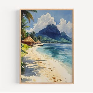 Fiji Watercolor Painting, Fiji Wall Art Poster or Canvas Print, South Pacific Travel Painting Gift, Fiji Poster, Fiji Beach, Oceania Island