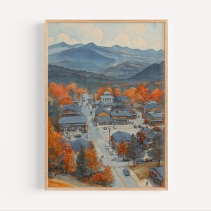 Boone Watercolor Painting, North Carolina Appalachian Town Travel Poster Print or Canvas,  Blue Ridge Mountains Wall Art Gift Small Town USA