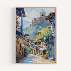 Tbilisi Georgia Watercolor Painting, Tbilisi Poster or Canvas Print, Tbilisi Georgia Wall Art, Eastern Europe Travel Gift, Georgia Souvenir